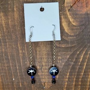 Handmade Metal Cut Dragonfly Chain Earrings